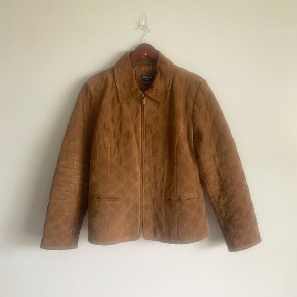 Sonoma Life+Style Vintage Suede Quilted 100% Leather Brown Leather Jacket Large‎ - Picture 1 of 6
